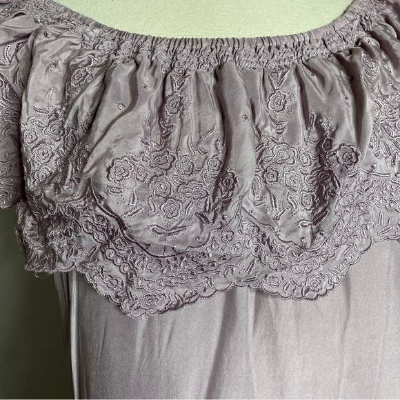 Soft Surroundings Lilac Silk Off The Shoulder Top - Picture 5 of 6